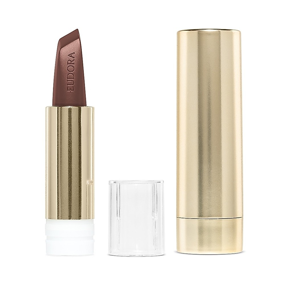 Kit Sofisticada e Determinada: Batom Marrom 3,4g + Case Dourado