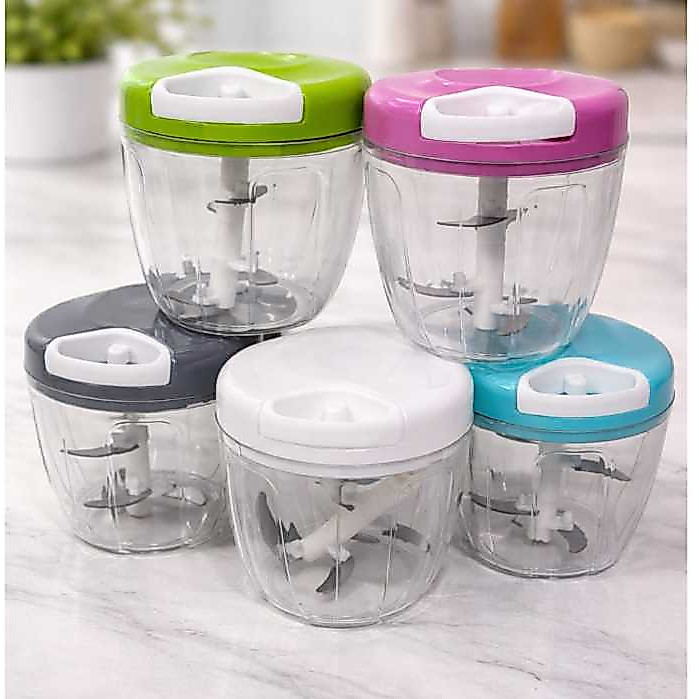 Mini Processador E Triturador De Alimentos Manual Com 5 Laminas Inox Oferta