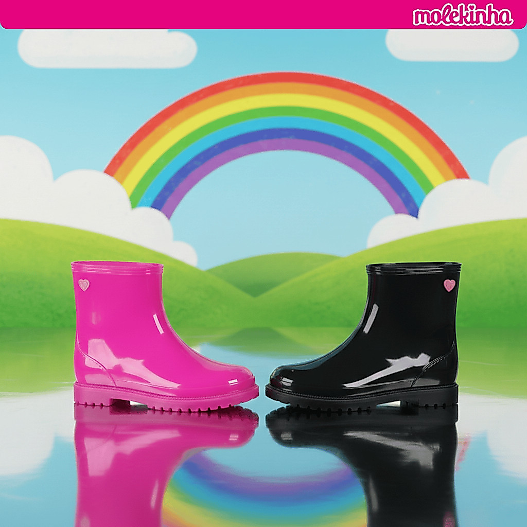 Bota Galocha Infantil Molekinha Menina Brilho Conforto Original