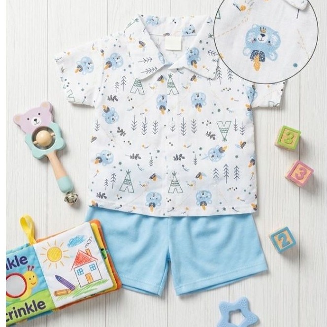 Conjunto bebe menino Bermuda Camisa Social Gola Polo Infantil Conjunto Bebê masculino Roupas de Bebê
