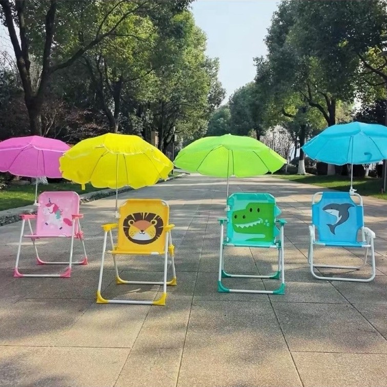 Cadeira Infantil De Praia Dobrável Com Guarda Sol Criança Praia Piscina Lazer