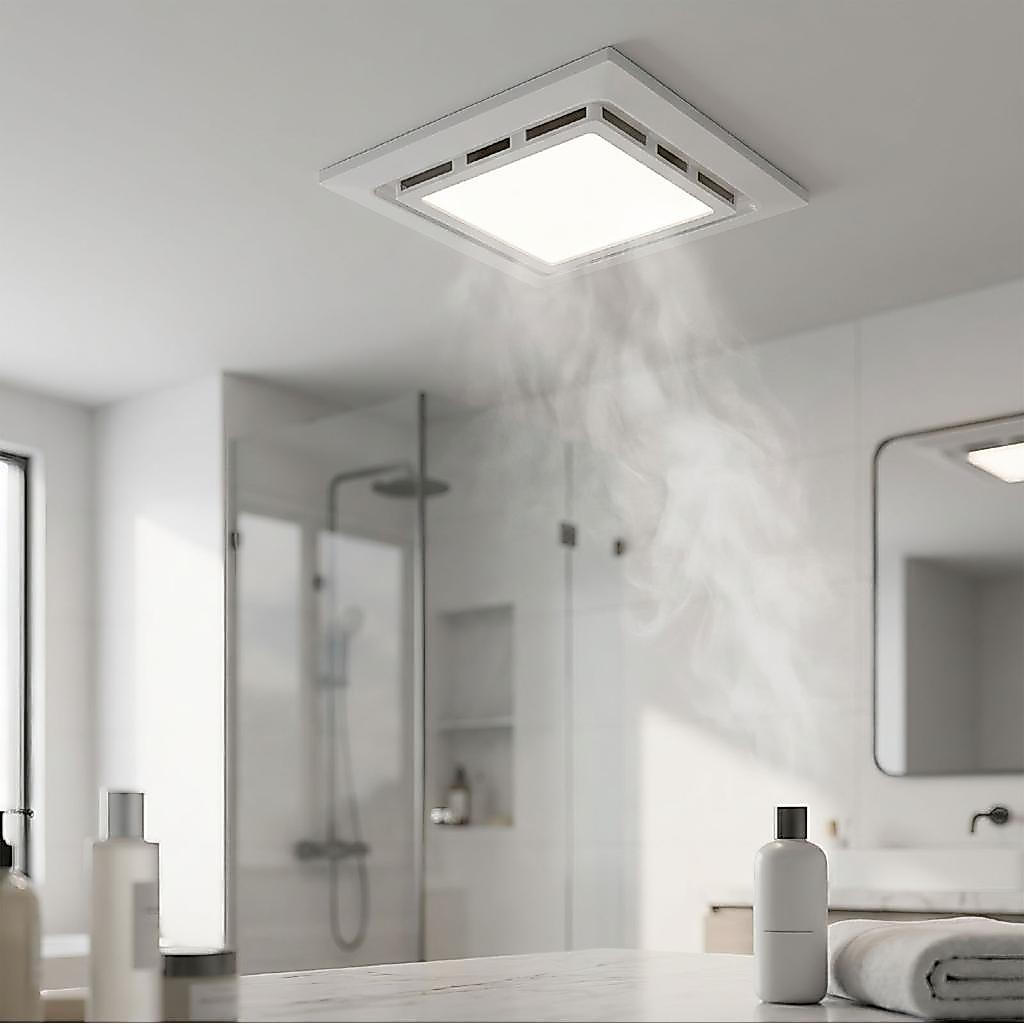 Exaustor de banheiro com luz LED de teto, 245 m³/h e três temperaturas de cor