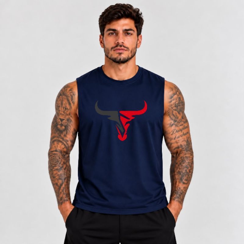 Regata Machão Masculina Touro Camiseta Estampa Moderna 100% Algodão Casual Academia Passeio Moda Streetwear Confortável