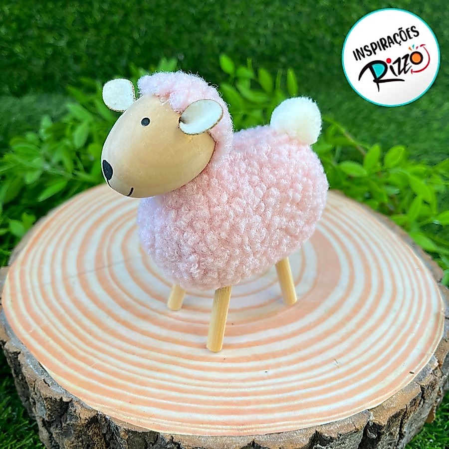 Enfeite Decorativo - Ovelha Rosa - 12cm - 1 unidade - Cromus - Rizzo
