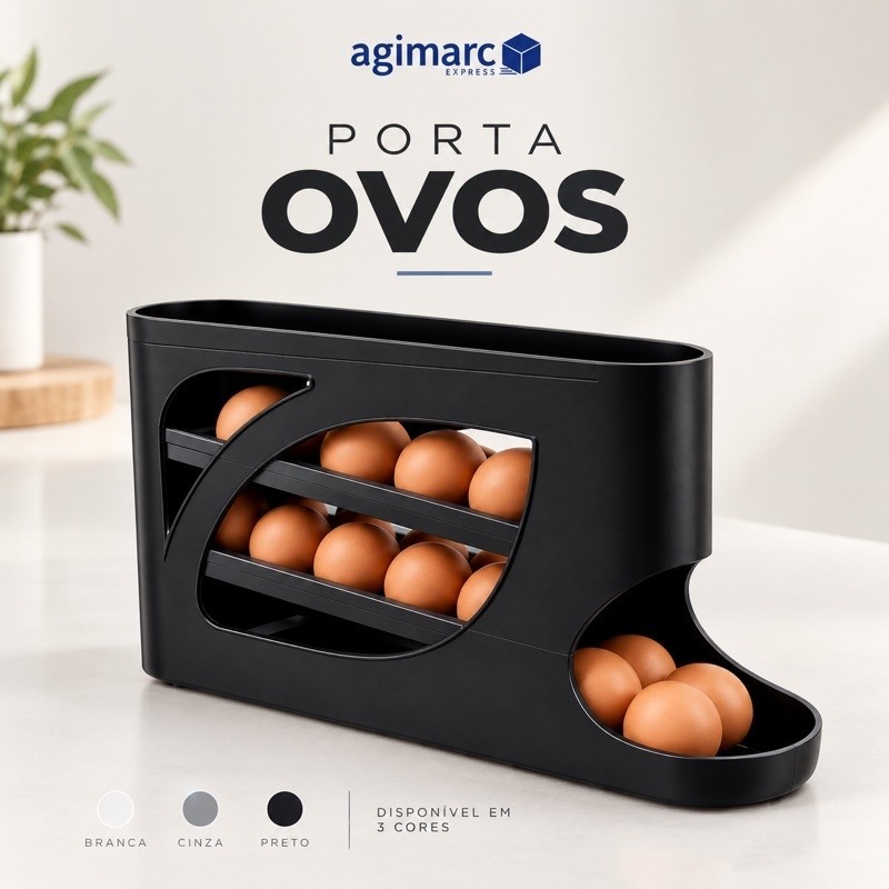 Porta Ovos Dispenser 4 Andares Plastico Geladeira Organizador 30 Ovo Sistema Rolante Automático Cozinha Moderno Prático