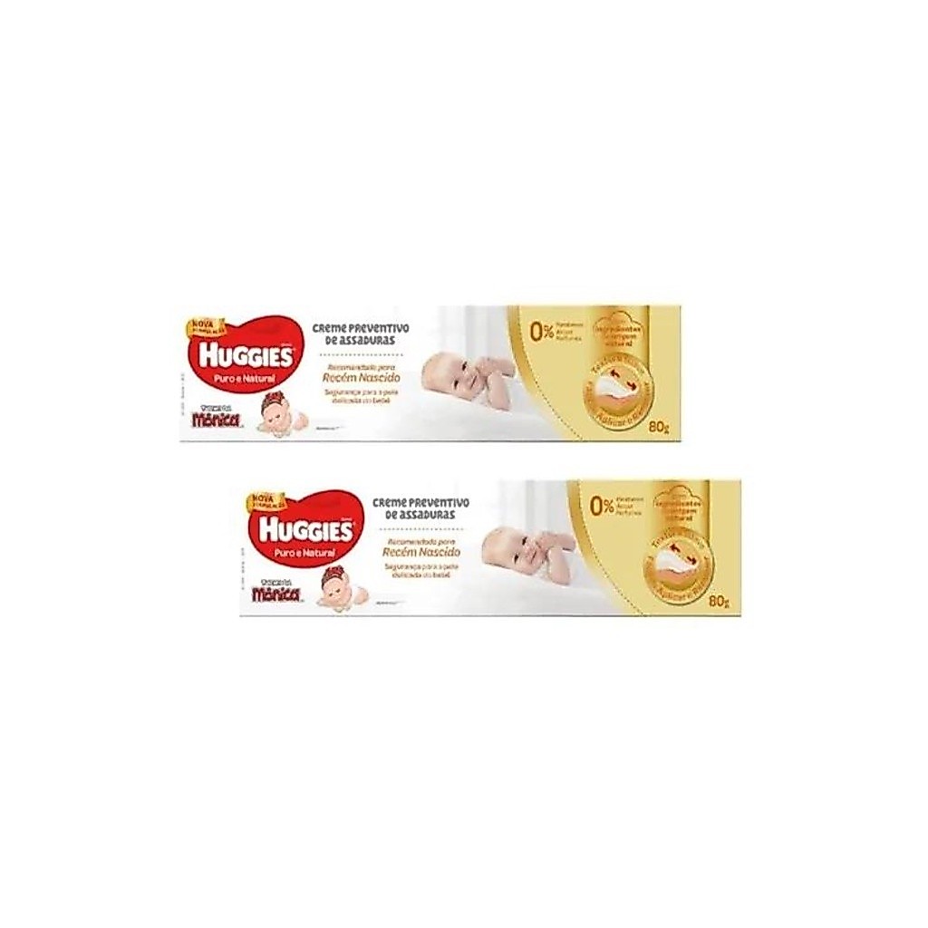 Kit 2 Cremes de Assadura Huggies Puro e Natural 80g - Ideal para RN