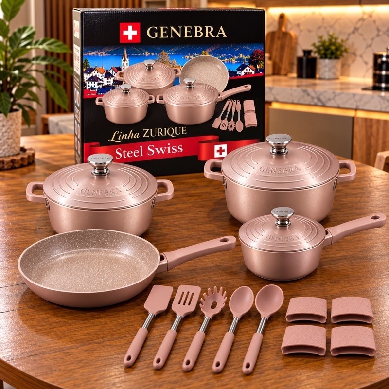 Jogo de Panelas Genebra Kit 16 peças de Cerâmica antiaderente Exclusivo — imagem 2 de 2