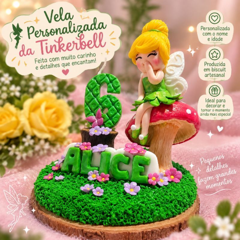Topo de Bolo Personalizado C/ Nome E Idade Fadinha