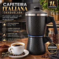 Cafeteira Italiana de Fogão 1L Alumínio Polida e Craqueada