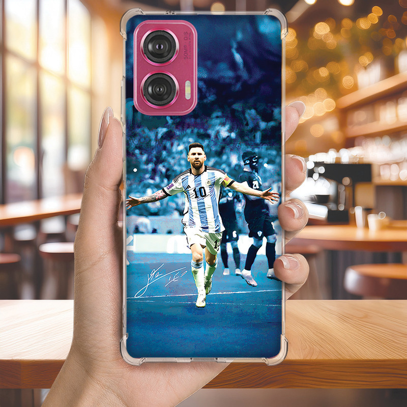 Capa Capinha MOTO G75 G73 G71 G62 G60S G60 G55 G54 G52 G50 G42 Anti-impacto Personalizada futebol MESSI (4114)