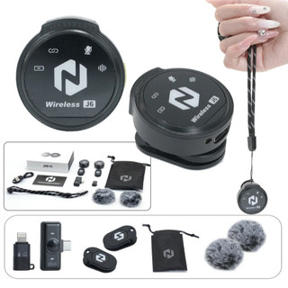 Zcco J6-F Microfone Sem Fio Lapela Magnético Portátil Duplo com Redução de Ruído Tipo C e Lightning