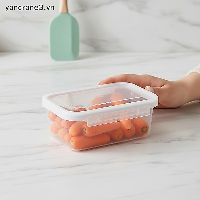 { YAN } Recipiente De Armazenamento De Geladeira De Plástico Retangular Com Tampa Selada Organizador De Alimentos De Coz