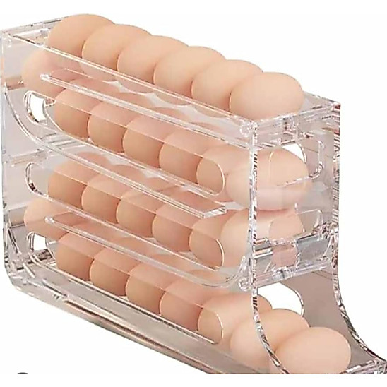 Porta Ovos 4 Andares Rolante em Plástico de grau alimentício Para 30 Ovos Geladeira Organizador Dispenser Automát