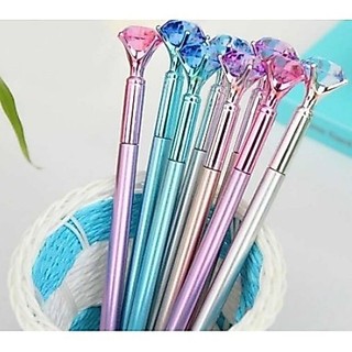 KIT 10 Canetas Diamante ou Flor Cristal Esferográfica Ponta Fina