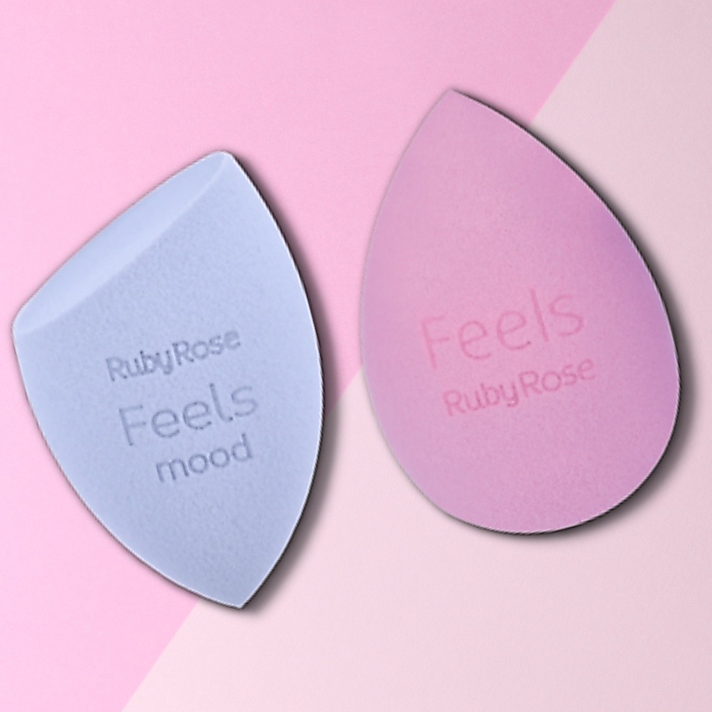 Kit 02 Unidades Esponja De Maquiagem Feels Mood + Soft Blender Ruby Rose