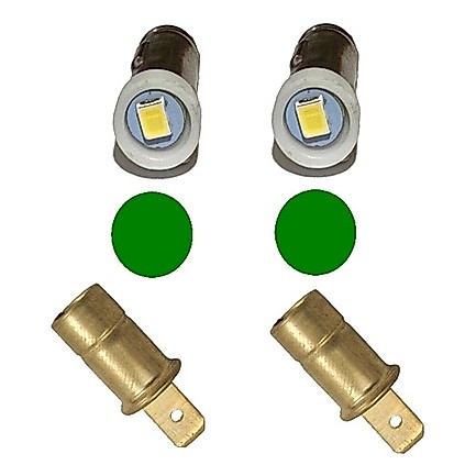 Par Lampada 75 Led Verde Com Soquete Latao Painel Fusca