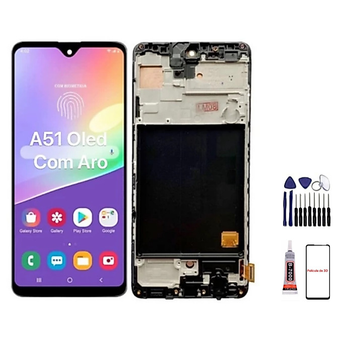 Frontal Touch Lcd Display Tela Compatível Galaxy A51 A515 C/ Aro Incell/Original Oled