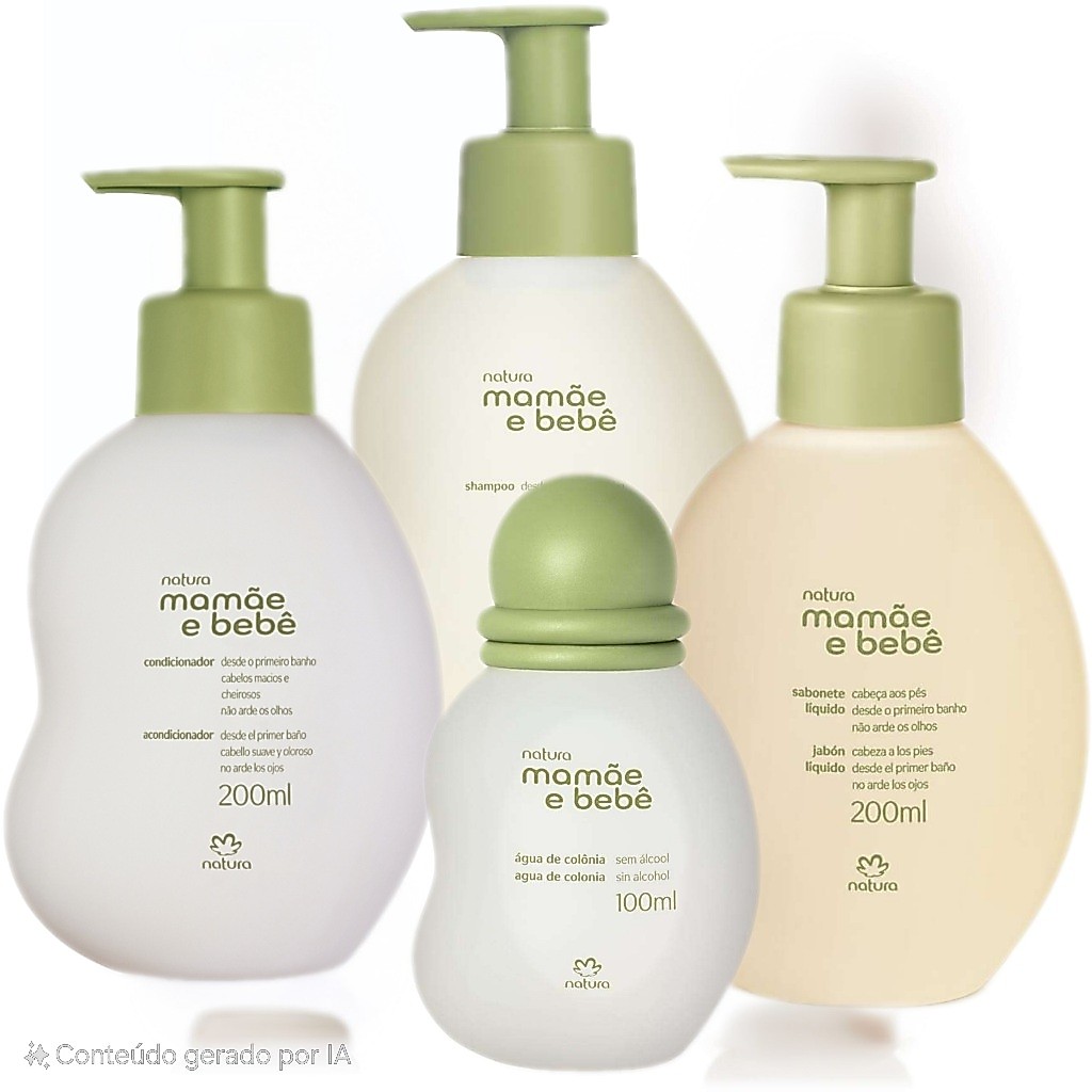Kit Mamãe Bebê Shampoo 200ml /Condicionador 200ml/ Sabonete Líquido 200ml/ Colônia 100ml