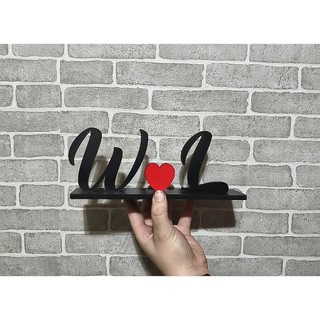 Decoração de Mesa Iniciais do Seu Amor Data de Namoro Casamento Dia dos Namorados Data Especial 7x22cm em MDF 3mm