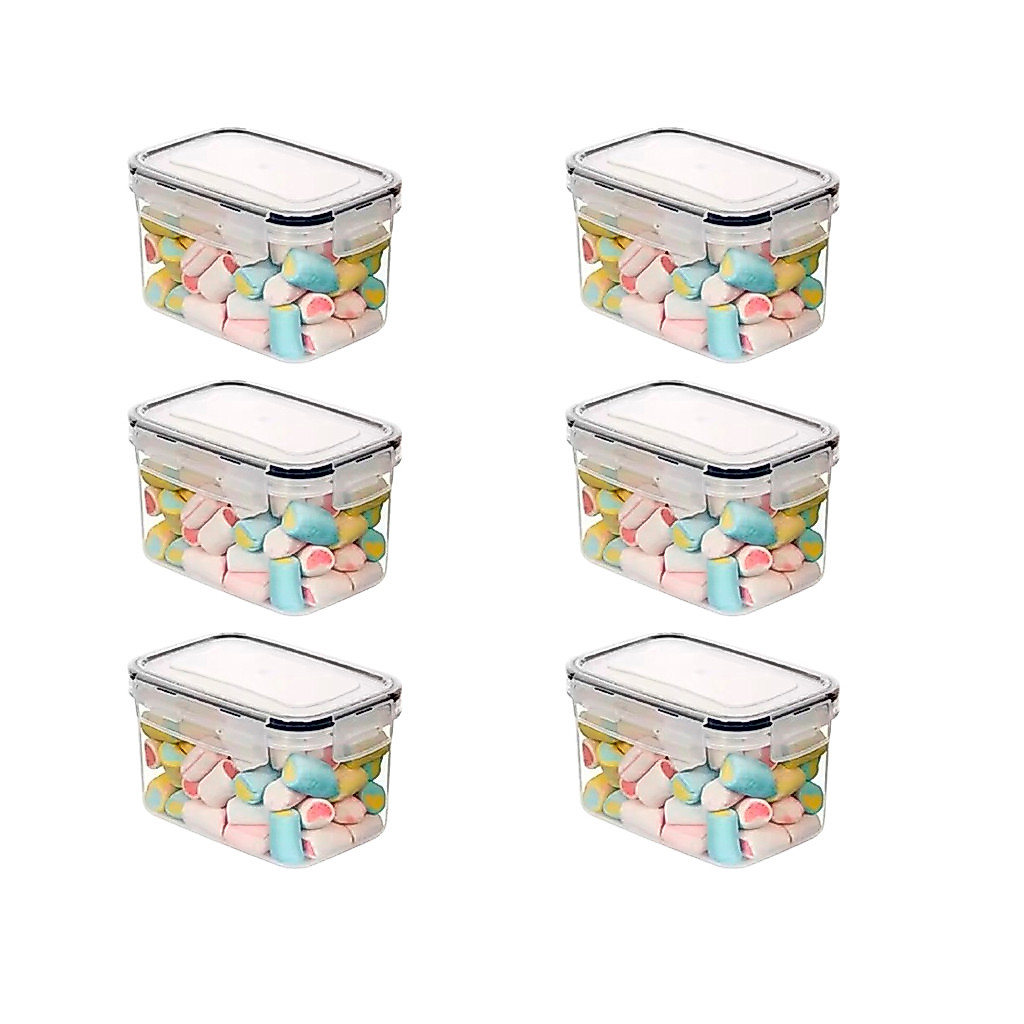 Kit 6 Potes Herméticos Mantimentos Armario Plástico Porta Alimentos Livre BPA Organizador Condimentos Conserva Geladeira