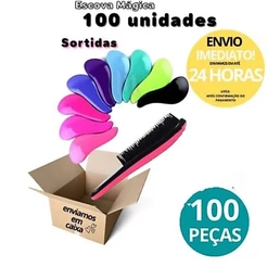 Kit Com 100 Escovas Mágicas Anti Frizz Desembaraçadora Escolha sua Cor Para Revender