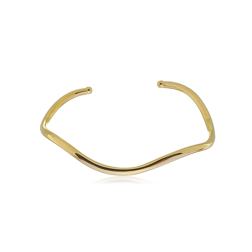 Bracelete Malibu Feminino Banhado a Ouro 18k Semijoia Ondulado Elegante Hipoalergênico Moderno