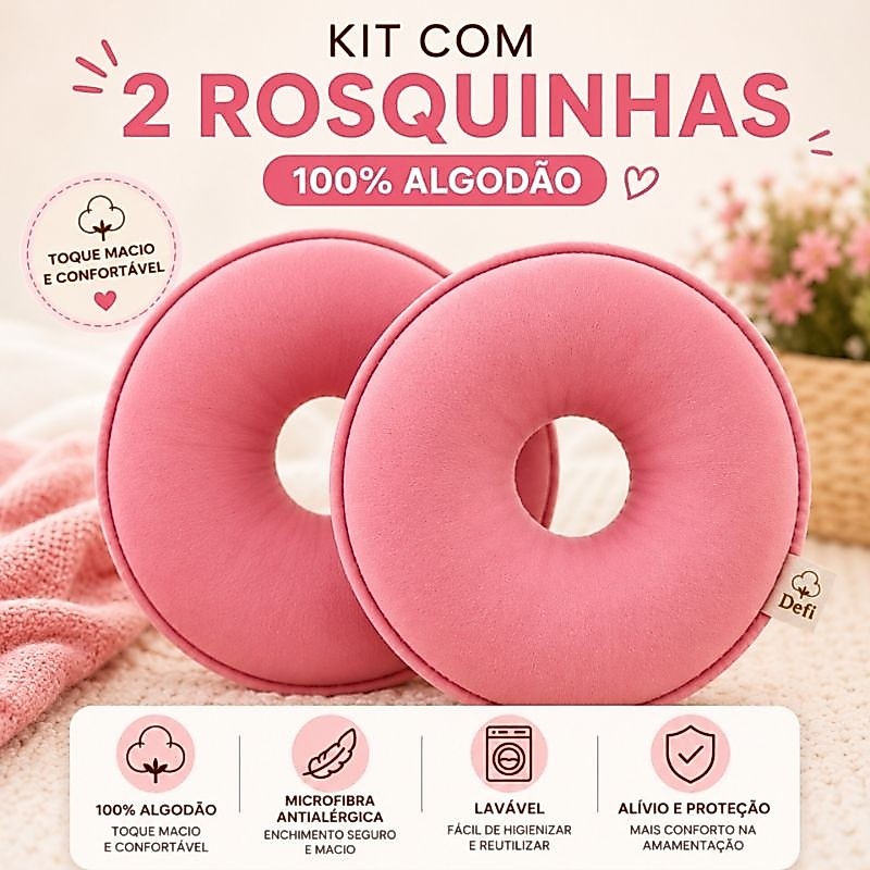 Kit 2 Rosquinhas de Amamentação Proteção dos Seios 100% Algodão Macia e Lavável.