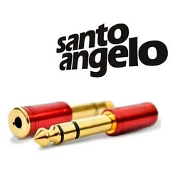 Plug Adaptador P2 P10 Estéreo Banhado a Ouro 18K Santo Angelo Vermelho Conector Fone