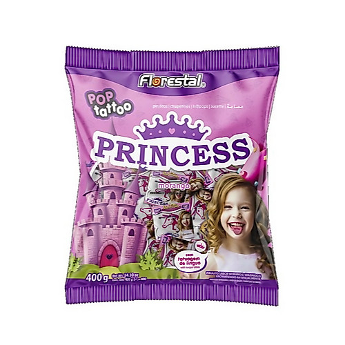 Pirulito Pop Tattoo Princess 400g - Florestal