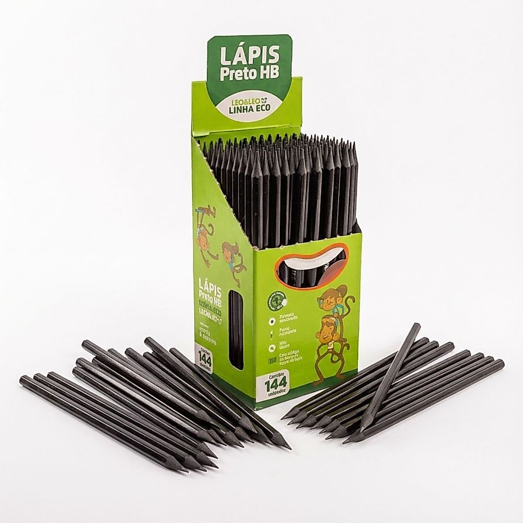 Kit Lápis de Escrever Preto Ecológico Resina Sextavado 20/50/144 Un Atacado