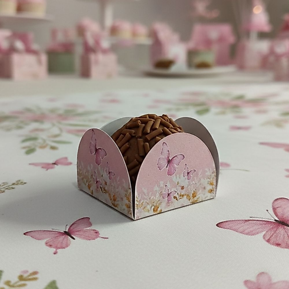 ENVIO RÁPIDO - Forminha Para Doces 4 Pétalas Brigadeiros JARDIM ENCANTADO DAS BORBOLETAS Festa Aniversário Lembrancinha