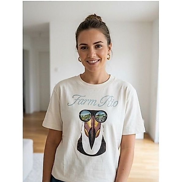 Camiseta Farm Feminina Original Estampada Lançamento Tendência Moda Casual Confortável Estilosa Versátil Qualidade
