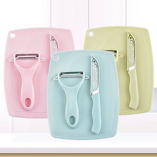 Kit Tábua de Corte, Faca e Descascador Conjunto Faca para Legumes e Frutas Cozinha Jogo d…