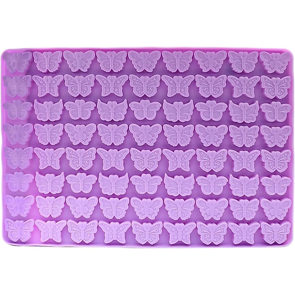 Moldes de Silicone para Mini Borboletas com 72 Cavidades - Moldes 3D de Borboletas em Silicone de Grau Alimentício para 