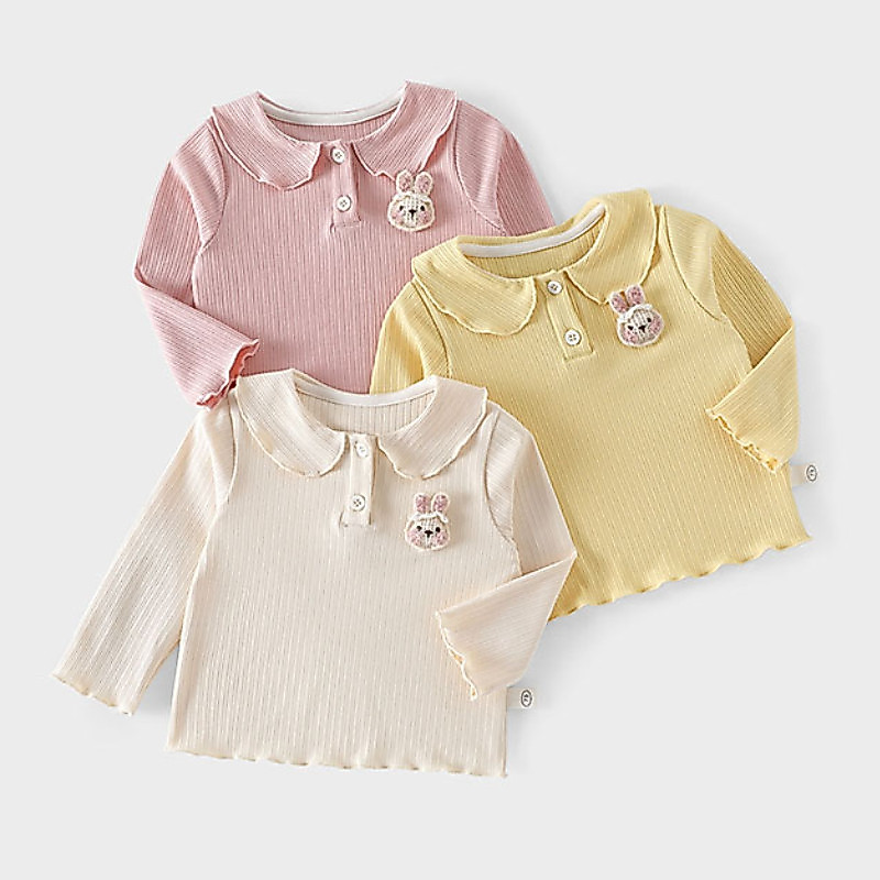 Feminino bebê camisa de fundo primavera outono roupas crianças estilo ocidental princesa manga comprida camiseta doce pr