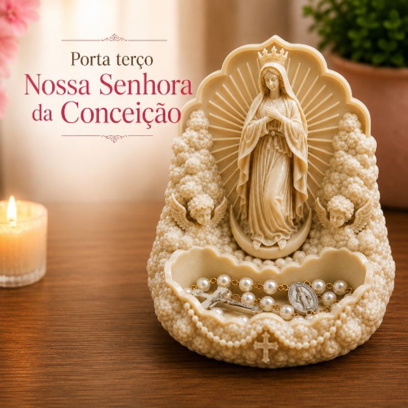 Porta Terço Nossa Senhora da conceição Católico Decorativo Organizador de Terço Presente Religioso católico