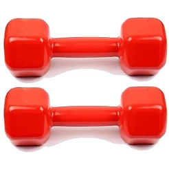 Halter Sextavado 5kg Emborrachado PVC o Par Vermelho