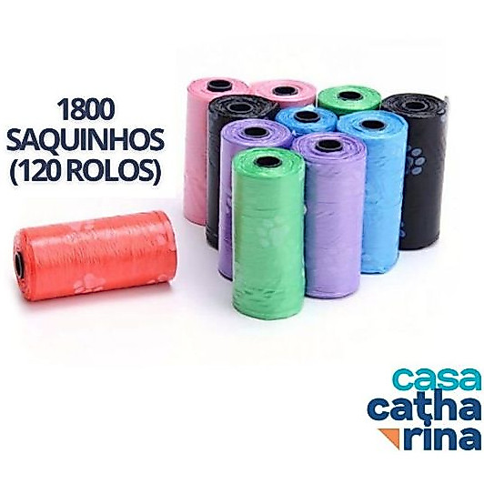 1800 saquinhos Refil Cata Coco Sacolas Biodegradável Prático Para Pet Saco Plástico 120 rolos