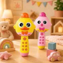 Microfone Bluetooth Infantil Para Contar Histórias E Música Com Luz