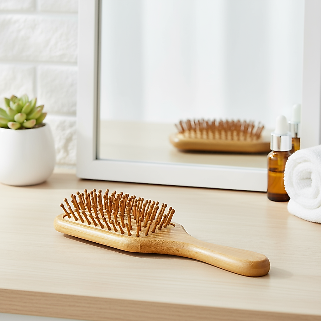 Pente de Cabelo de Bambu, Escova Antiestática de Madeira para Massagem do Couro Cabeludo, Acessórios para Modelagem com
