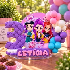 Vela de aniversário Guerreiras K-POP Cuty/ Festa cenário Guerreiras K-POP Cuty