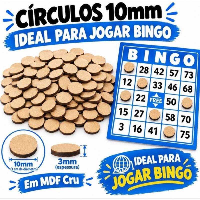 Círculos para Bingo 10mm MDF 3mm Marcadores para Cartela Corte a Laser