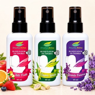 Bloqueador de Odores Neutralizador para Banheiro Ambiente Sanitários Cheiro Amazônia Aromas Spray 60ml Eliminar Cheiro