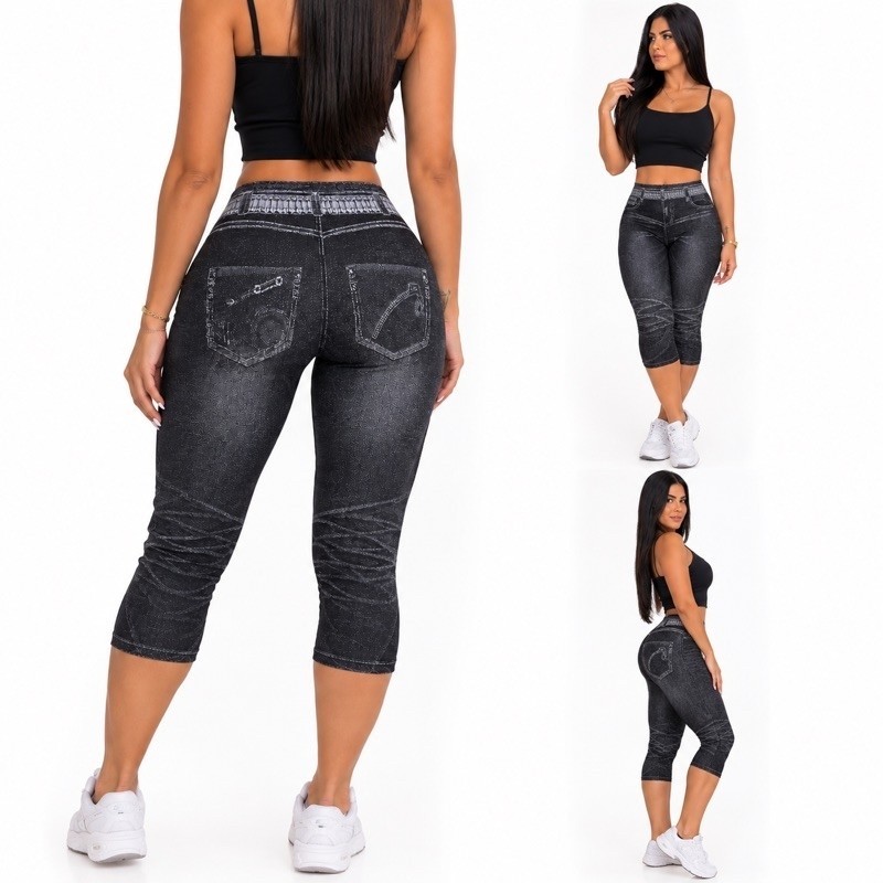 Calça Legging Fake Jeans Estampa Imita Jeans Pronta Entrega Tamanho Único VESTE ATÉ 40/42
