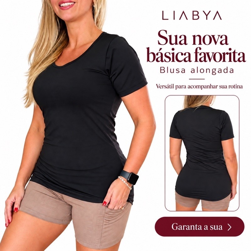 Blusa Alongada Feminina LIABYA Manga Curta