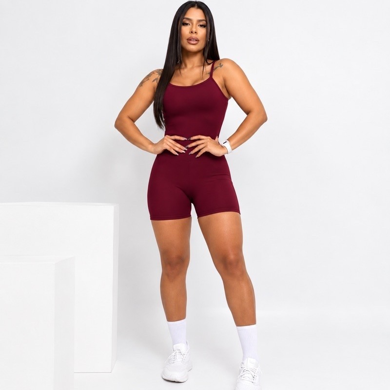 Macaquinho Fitness Zero Transparência Alta Compressão Modelador Academia Feminino