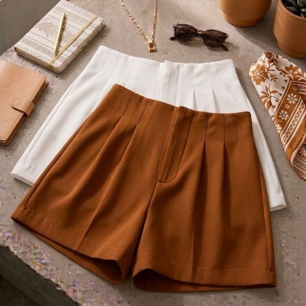 Kit 2 Short Alfaiataria Feminino Cintura Alta Elegante Moda