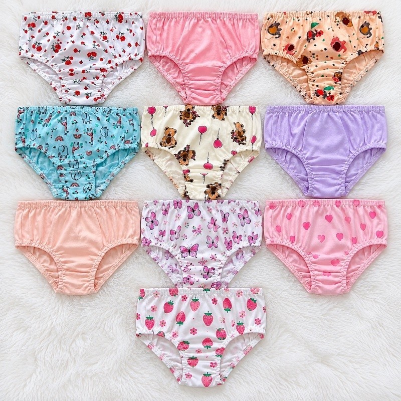 kit 10 Calcinhas Infantil Menina 100% Algodão Premium Confortável desfralde