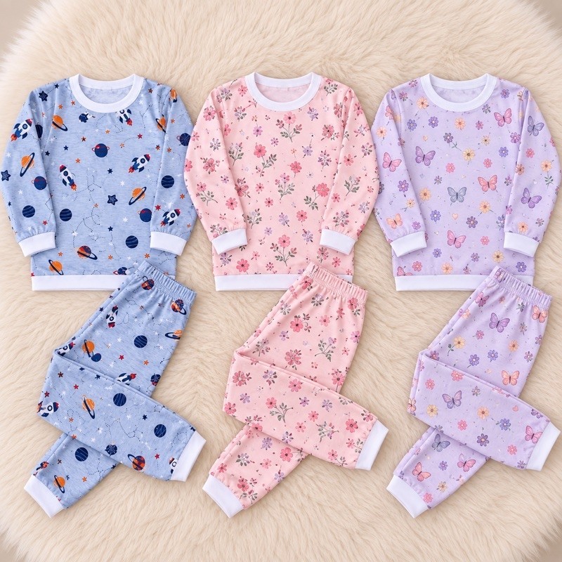 Conjunto de Pijama Infantil Manga Longa! (0 a 7 anos) Feminino e Masculino - Estampa Avulsa