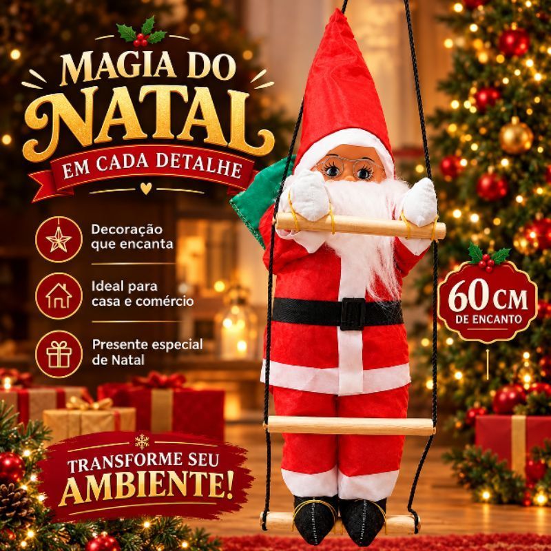 Papai Noel Subindo Escada Enfeite Natalino 60cm